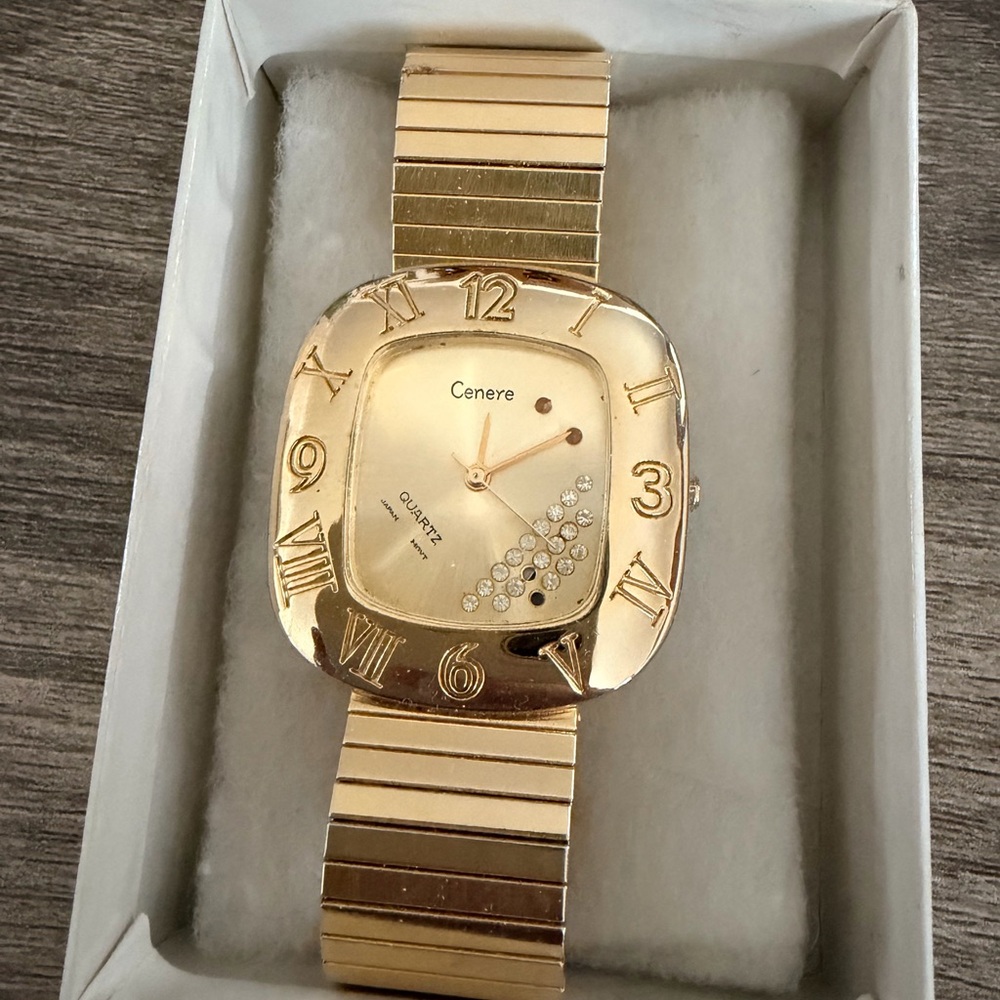 Women's Gold-Tone Watch with Crystal Accents